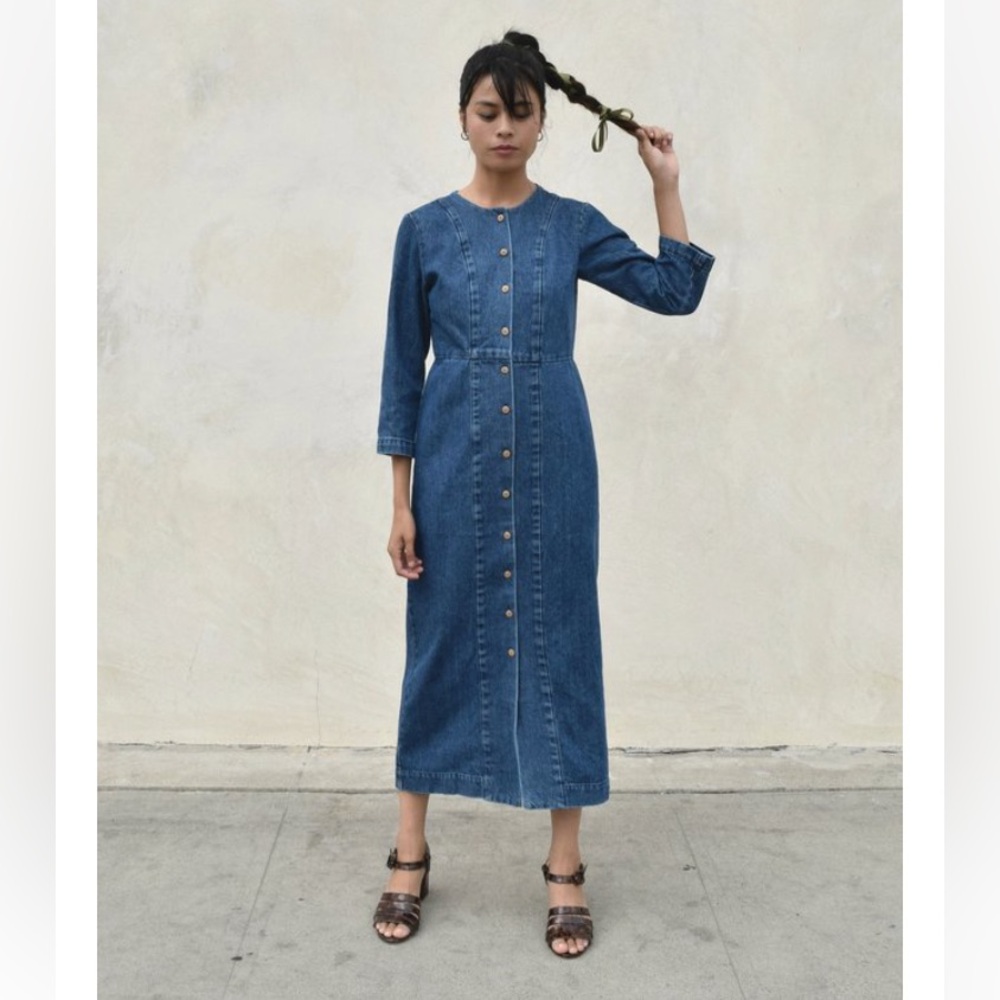 Denim Long Sleeve Button-Down Dress